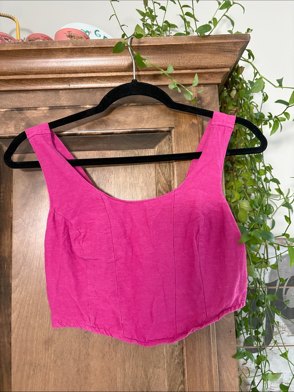 Sleeveless Fuchsia Crop Top - Classic Scoop Neck